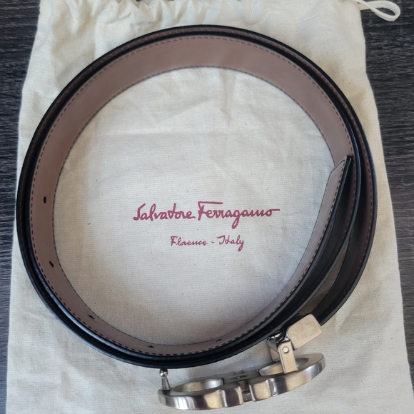 Men's Reversible Leather Double-Gancio Belt - Picture 3 of 4